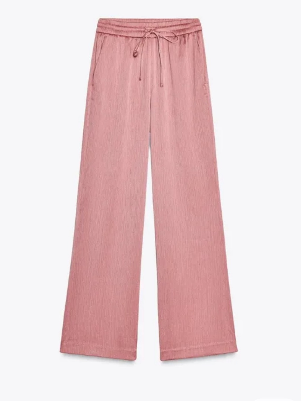 Zara Dusky Rose Elastic Waist Wide-Leg Pants